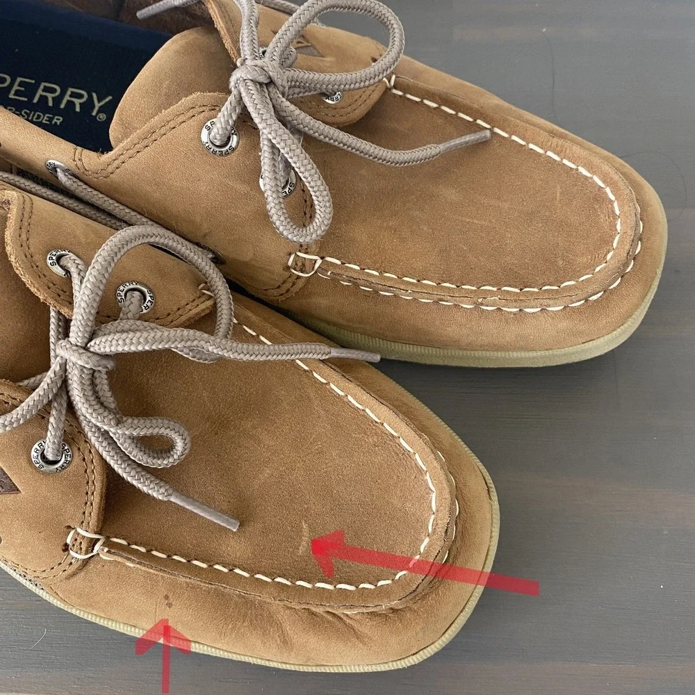 Sperry Intrepid Top Sider Boat Shoes Men 10 Tan Leather Comfort Slip on Shoes‎